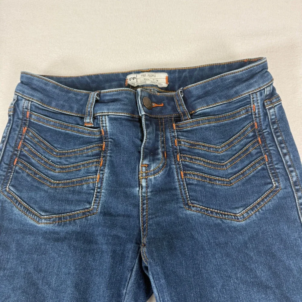 Free People Just Float On Flare Jeans Womens 26 Blue Denim Boho Bell Bottoms